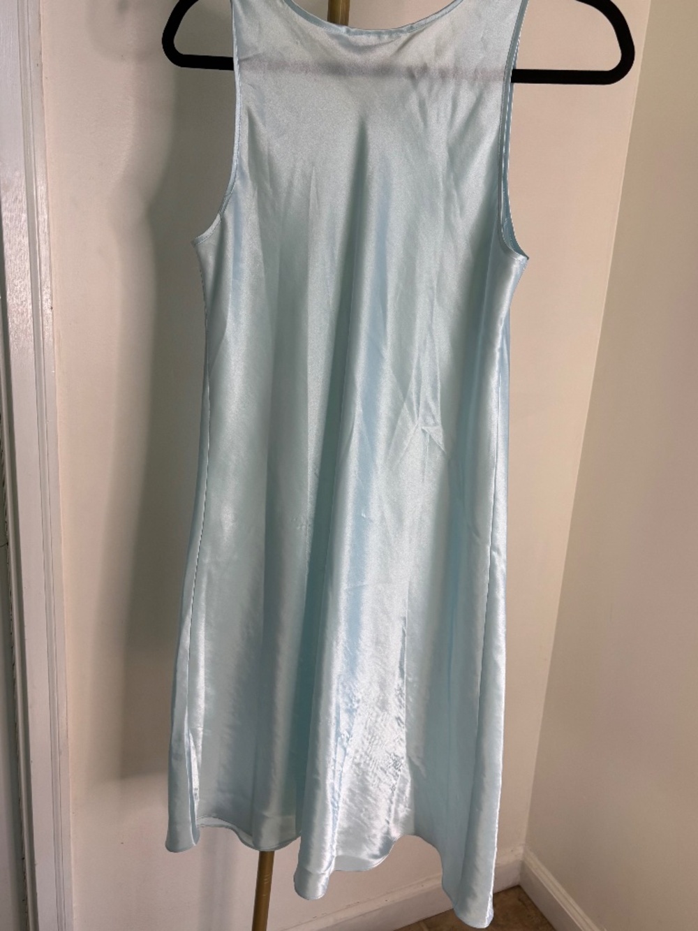 Natori Light Blue Satin Lace Embroidered Nightgown Dress | Medium - Picture 7 of 8